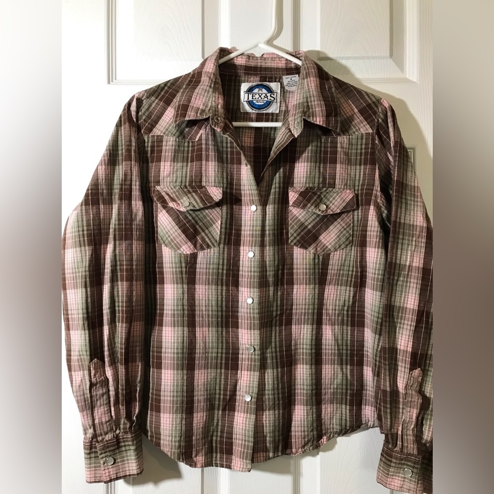 Texas Authentic Dry goods Cowgirl Western pearl snap shirt size medium